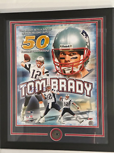 Tristar Tom Brady Signed 16 x 20 Framed Photo w/New England Patriots medallion