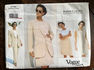 Vogue 1739 ANNE KLEIN Designer Jacket Dress Skirt Pant Vtg 90s Pattern 12-14-16 - Picture 1 of 4