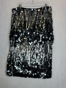 Forever 21 Silver Sequin Midi Skirt Women's Sz 1x Stretch Holiday Glamour Glitz - Picture 1 of 8