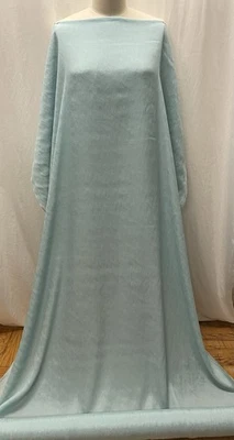 100% Silk Crinkled Crepe De Chine Light Teal Blue Fabric By The Yard 48" Wide - Image 1 of 4