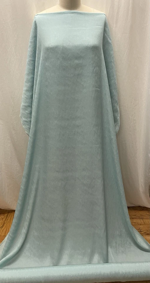 Tela 100 % seda arrugada crepé de China azul verdoso claro por yarda 48" de ancho Foto 1 de 4