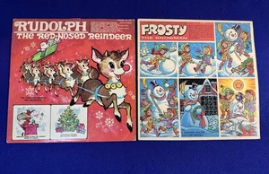 2 VTG Christmas Vinyl Lot Rudolph The Red Nosed Reindeer & Frosty the Snowman - Imagen 1 de 6