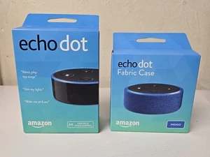 Amazon Echo Dot 2nd Generation with Fabric Indigo Blue Case - Picture 1 of 6