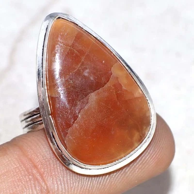 925 Silver Plated Rhodochrosite Ring Handmade Gemstone Jewelry Size US 8 JW - Image 1 of 3