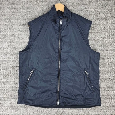 Polo Golf Ralph Lauren Mens Vest Navy Blue Nylon Quilt Lined Full Zip Size Large - Image 1 of 4