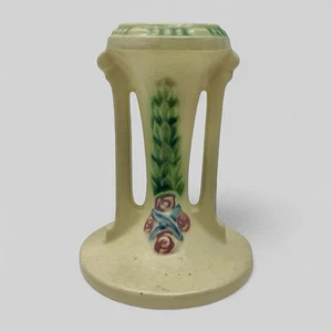 Antique Roseville Art Pottery La Rose Candlestick Floral Art Deco Decor 1920's - Picture 1 of 9