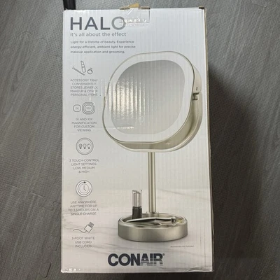 ESPEJO DE MAQUILLAJE CONAIR HALO Recargable Luz LED DOBLE CARA 1x/10x Foto 1 de 3