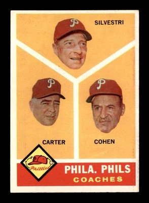1960 Topps #466 Silvestri/Carter/Cohen Phillies Coaches EXMT/EXMT+ X3580041 - Image 1 of 3