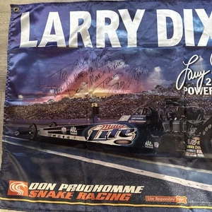 2002 NHRA Powerade Champion Larry Dixon Signed Flag, with Long Inscription’ - Picture 1 of 5