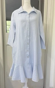Terzo Millennio italienisches 100% Leinen Damen Kleid mit Taschen Gr. L Rüschensaum - Bild 1 von 8