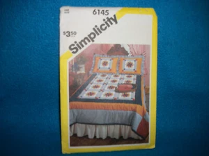 Vintage Simplicity Quilting Pattern 6145 Pointed Star Block Quilt & Pillow Uncut - Picture 1 of 2