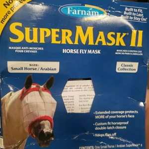 Farnam Pferd Fliegenmaske Super Mask II SMALL (Araber) offene Verpackung NEU Nvy Blu/gry - Bild 1 von 3