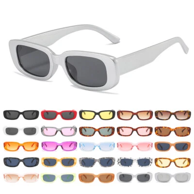 Rectangle Sunglasses Trendy Retro Square Frame Sunglasses 90s Hipster Glasses - Image 1 of 4