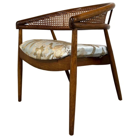 Mid Century Modern Cane Barrel Back James Mont King Cole Bentwood Arm Chair Cover