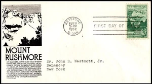 1011-1 Mount Rushmore FDC, Anderson Cachet, addressed, GC, OF - Picture 1 of 3