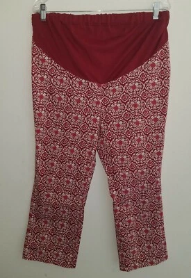 Old Navy Maternity Capri Pants Red White Size Medium Panel  - Image 1 of 4