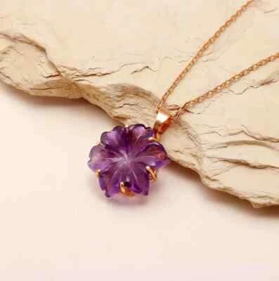 Collar de amatista tallada natural piedra de nacimiento febrero aniversario regalo para mujer Foto 1 de 4