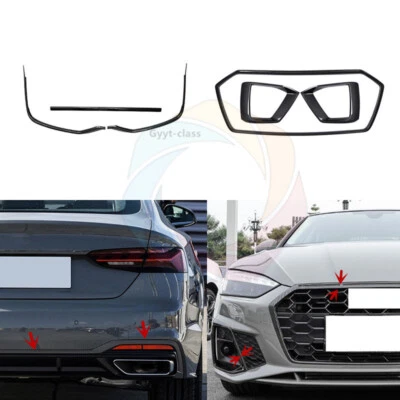 For Audi A5 S5 2020-2024 Carbon Fiber Surface Front+Rear Bumper Cover Trim - Image 1 of 4