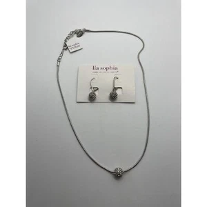 NIB Lia Sophia Glitter Ball Set Necklace & Earrings - Picture 1 of 7