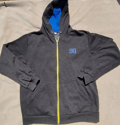 Mens DC Shoes Full Zip Hoodie Size Medium Skater Sweatshirt Teen Gray Blue - Image 1 of 4