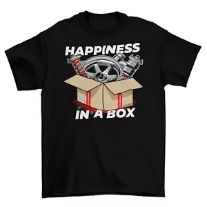 CAJA DE PIEZAS DE COCHE CAMISETA FELICIDAD NEGRA S-3XL JDM Boost Mechanic Turbo Race - Imagen 1 de 12