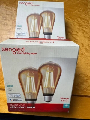 NEW 4-Pack Sengled  Smart Bulbs Edison Filament LED 60W 2000k Warm Amber Vintage - Image 1 of 4