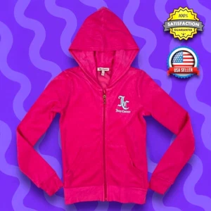 Juicy Couture Girls Pink Full Zip Hooded Jacket Size 10 Black Label Terry NWT - Picture 1 of 20
