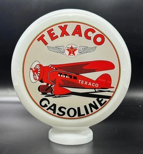 Texaco Aviation Benzin 8" Milchglas Mini Zapfsäule Globus (nur Kugel) - Bild 1 von 2