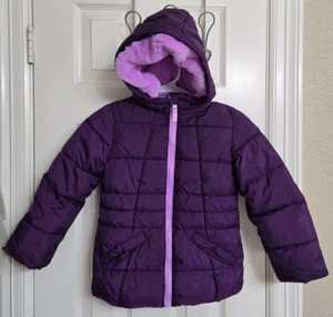 Wonder Nation Girls Puffer Coat, Purple, Size XS 4-5 - Picture 1 of 4