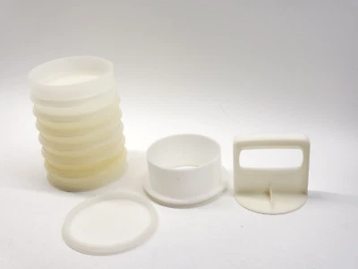 Tupperware Hamburger Press and Ring 7 Patty Keepers 1 Lid Seal VTG - Image 1 of 3