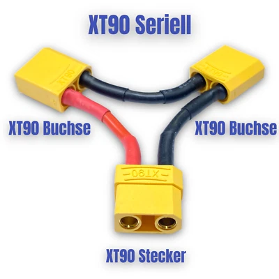 ✅ XT90 Adapterkabel Seriell Stecker Buchse 12AWG Lipo Akku Serie Reihe Y Kabel ✅ - Bild 1 von 4