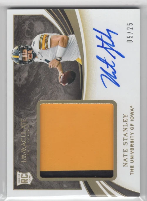 2020 Immaculate Collection Collegiate Rookie Gold Nate Stanley Auto Patch /25 - Image 1 of 1