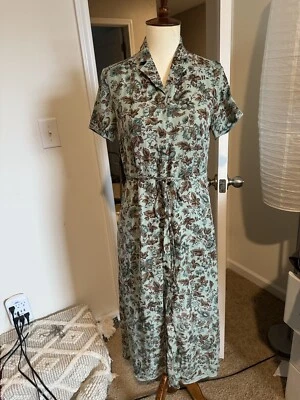 Vestido Charter Club 2P verde floral 100 % seda Foto 1 de 4