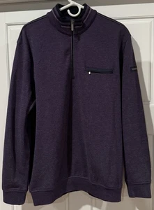 Bugatti Sweater Mens 2XL Purple 1/4 Zip Pullover Pocket Casual Premium Cotton - Picture 1 of 15