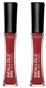 2x L'Oreal Paris INFALLIBLE 8HR Pro Gloss 315 Rebel Red, 0.21 fl. oz. each New - Picture 1 of 1