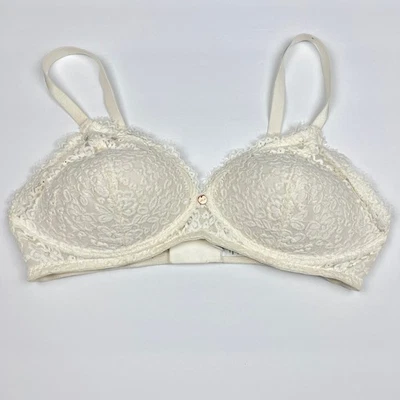 Aerie Bralette Women 36D Real Power Wireless Padded White Lace Cottage Coquette  - Image 1 of 4