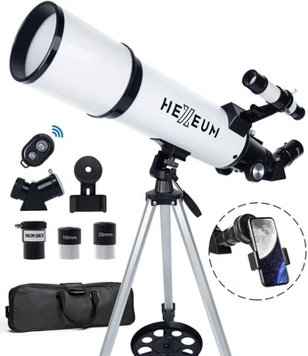 80mm Refracting Telescope 600mm AZ Mount Tripod Phone Adapter Wireless Control - Image 1 of 4