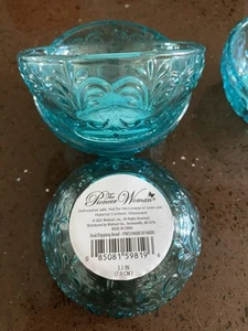 Pioneer Woman 3.1 Inch Diameter Teal Dip Bowls Glass Blue Set of 4 - Picture 1 of 2