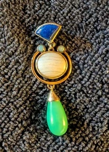 WK Whitney Kelly Sterling Silver, Lapis, Moonstone And Jadeite 2" Pendant - Picture 1 of 3