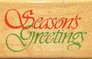 Weihnachtsgrüße Gummistempel von CoMotion Weihnachten Feiertage Worte Satz Holz - Bild 1 von 4