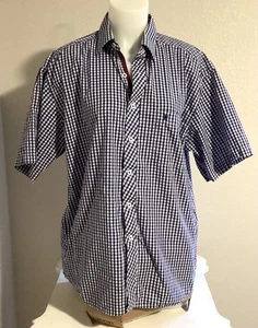 Manchester London Hemd Herren Large Button Down Kurzarm Blau Baumwolle Bunt - Bild 1 von 17