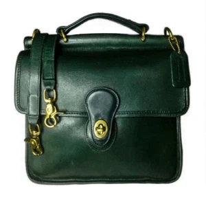Cartera de cuero curtido con guante verde botella Willis vintage COACH 9927 RARA - Imagen 1 de 17