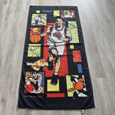 Vintage 1996 Space Jam Warner Bros Beach Towel Tune Squad Daffy Looney Tunes - Image 1 of 4