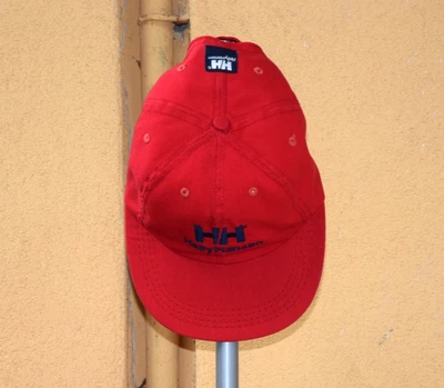 RARE VINTAGE HELLY HANSEN SPELLOUT BASEBALL DAD CAP RED HAT MADE IN USA OSFA EUC - Image 1 of 4