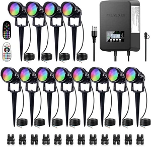 12 Pack RGBW Color Changing Landscape Lights with 300W Low Voltage Landscape ... - Picture 1 of 9