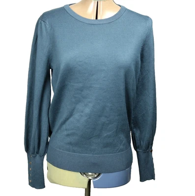 Suéter Suéter Tejido Philosophy Manga Larga Globo Puño Tachonado Azul Prusia L Foto 1 de 4