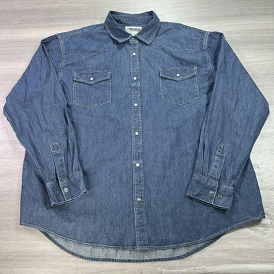 Mountain Khakis Denim Shirt Mens 2XL Blue Western Pearl Snap Button 100% Cotton - Image 1 of 4