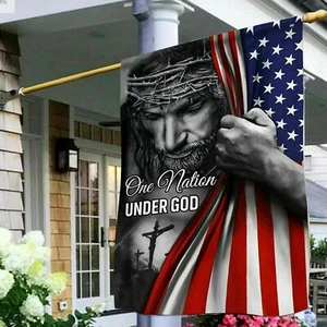 One Nation Under God America God Jesus Christian's 3x5 Flag God Banner Wall Sign - Picture 1 of 6