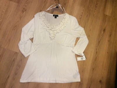 Ab Studio Style 0444705 Mujer’s Blusa Marfil Talla Grande Nueva Foto 1 de 4