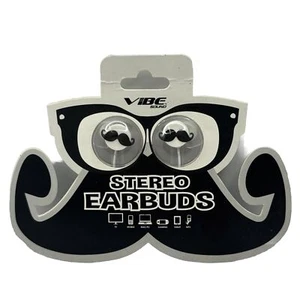 Vibe Sound Molded Mustache In-Ear 1.35m Corded 3.5mm Stereo Earbuds - Picture 1 of 4